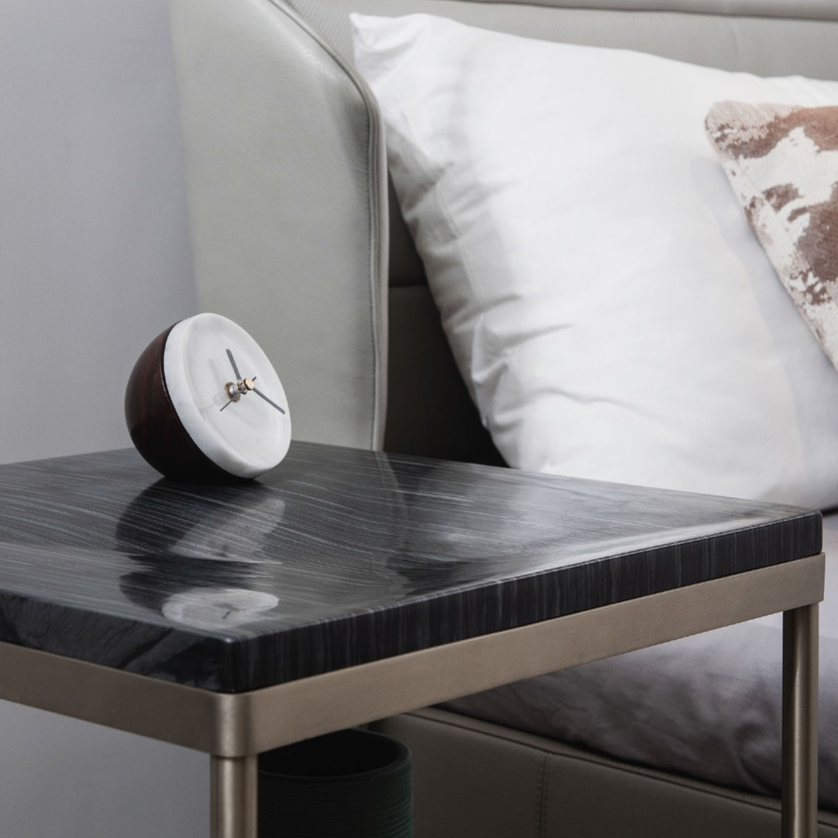 The Original Design of Natural Wooden Black Marble Side Table,The Original Design of Natural Wooden Black Marble Side Table