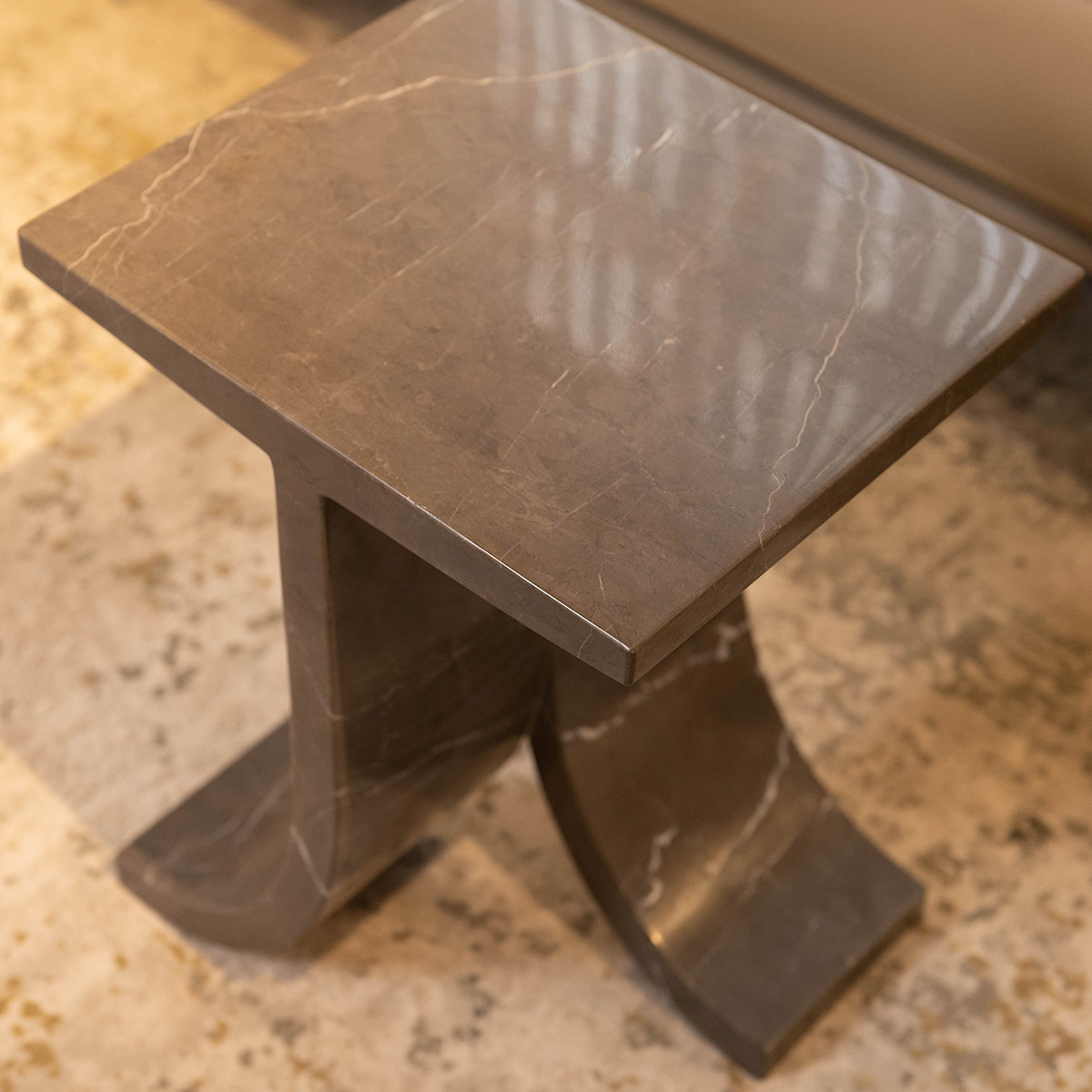 Mesa auxiliar de piedra de mármol marrón natural y mesa de centro de piedra marrón de diseño original,Mesa auxiliar de piedra de mármol marrón natural y mesa de centro de piedra marrón de diseño original