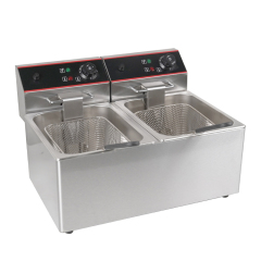 Industrial Chicken Chips Deep Fryer With 2 Tank Electric Restaurant