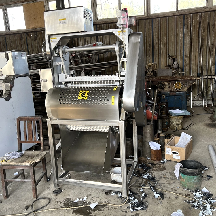 Cherry pitter machine food-contact stainless steel and drive assembly detail