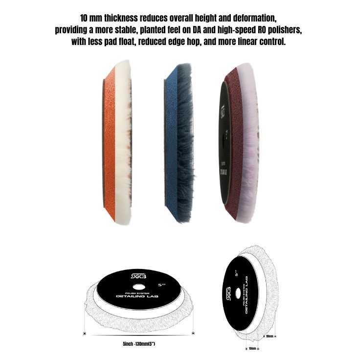 Beveled Edge Long Wool Polishing pad - 5 inch  Kit