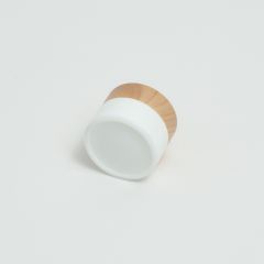 Wood Grain Lid White Opal Glass Concentrates Container,CANNACOAST™,Wood Grain Lid White Opal Glass Concentrates Container