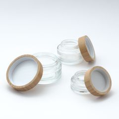 Wood Lid Clear Glass Concentrate Containers,CANNACOAST™,Wood Lid Clear Glass Concentrate Containers
