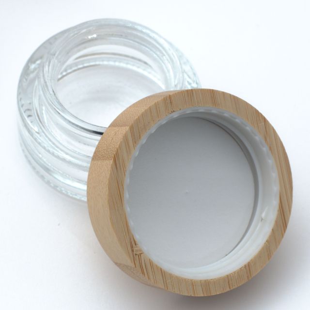 Wood Lid Clear Glass Concentrate Containers,CANNACOAST™,Wood Lid Clear Glass Concentrate Containers