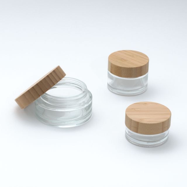 Wood Lid Clear Glass Concentrate Containers,CANNACOAST™,Wood Lid Clear Glass Concentrate Containers