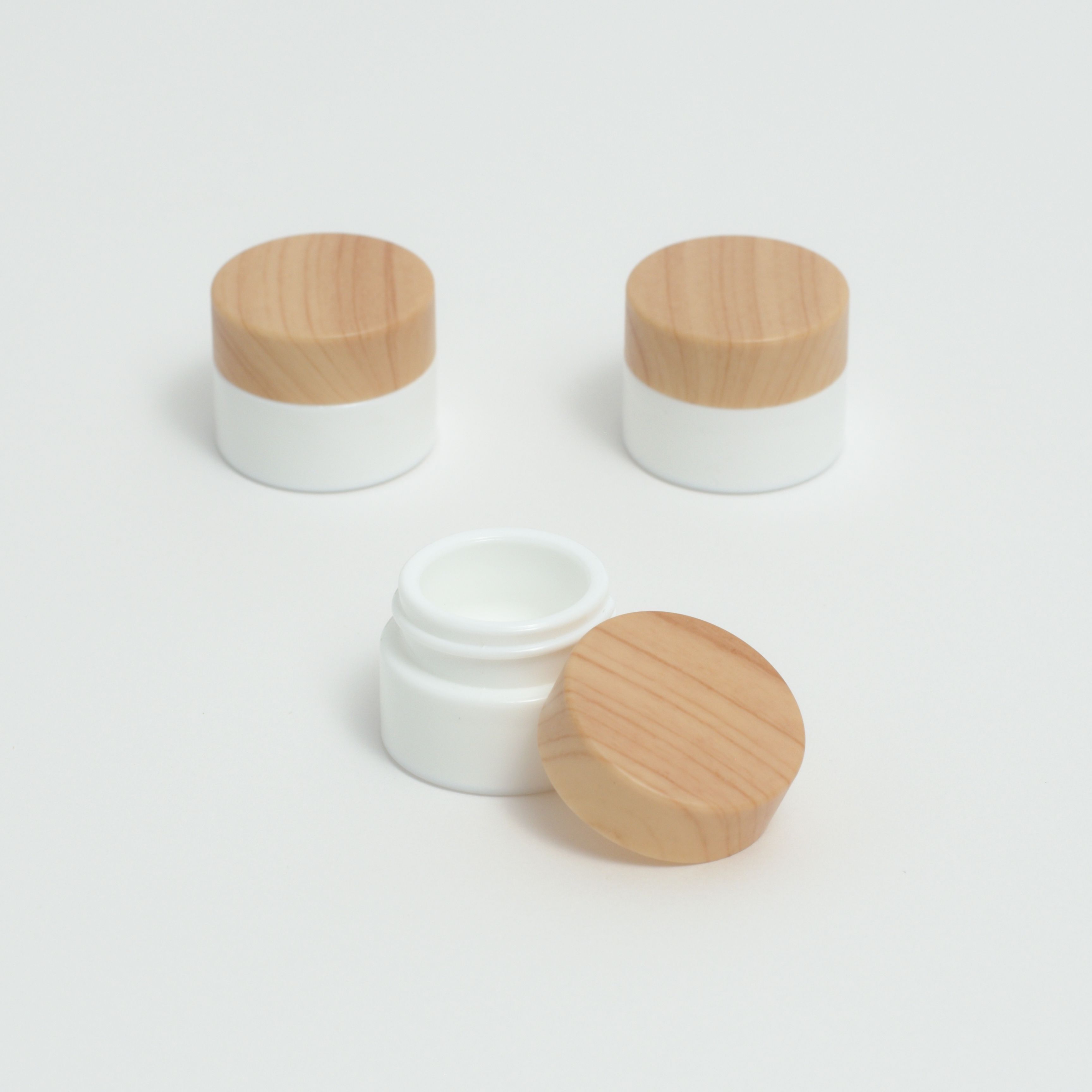 Wood Grain Lid White Opal Glass Concentrates Container,CANNACOAST™,UV Opal Glass Concentrate Jars - White opal glass concentrate jars