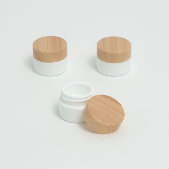 Wood Grain Lid White Opal Glass Concentrates Container,CANNACOAST™,Wood Grain Lid White Opal Glass Concentrates Container
