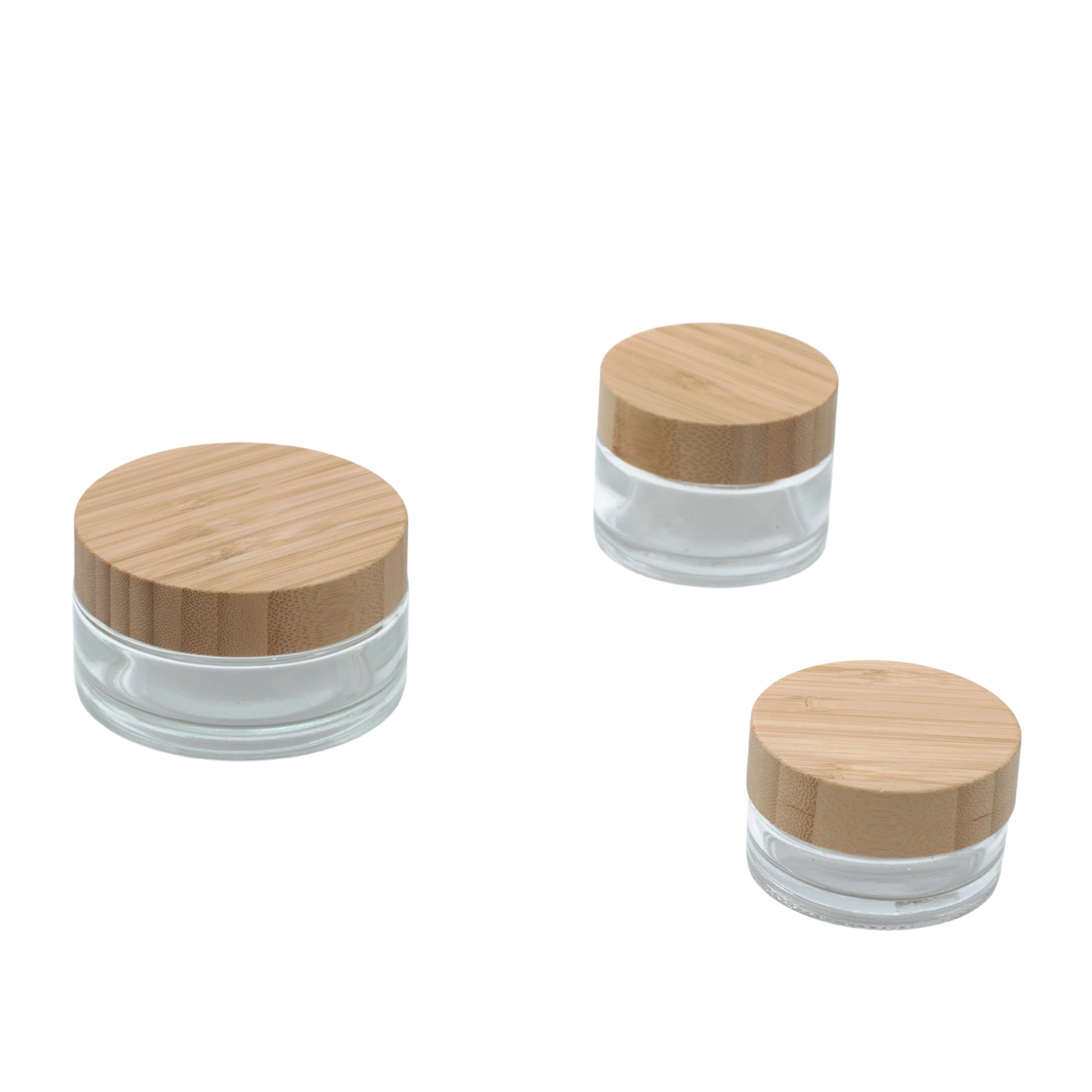 Wood Lid Clear Glass Concentrate Containers,CANNACOAST™,Borosilicate Wood Lid Clear Glass Concentrate Jars - Wholesale