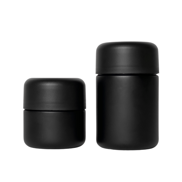 Child-Resistant Black Glass Jar,CANNACOAST™,CR Black Coat Glass Jars | UV-Proof Flower Packaging | CANNACOAST™