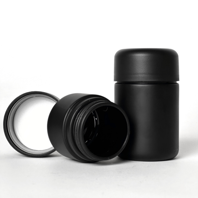 Child-Resistant Black Glass Jar,CANNACOAST™,CR Black Coat Glass Jars | UV-Proof Flower Packaging | CANNACOAST™