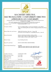 UDEM attestation of conformity for Qintellim laser welding machine