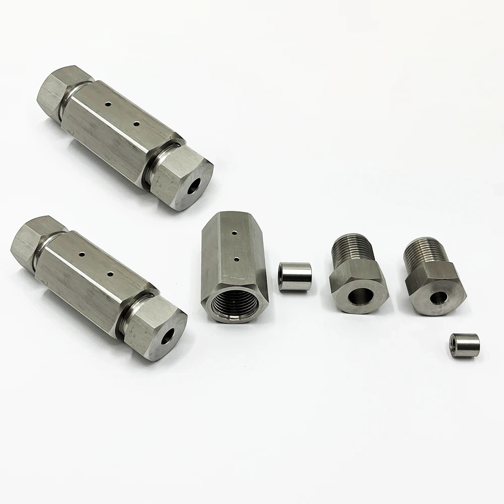 Jet Cutting 1/4 to 3/8 HP Stainless Steel Reducer Coupling Assembly Waterjet 1/4''-3/8'' High Pressure Straight Coupling