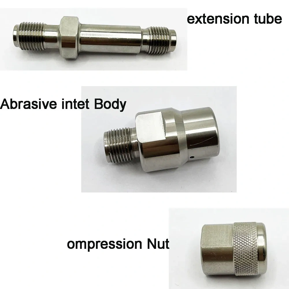 For BOAO Waterjet Spare Parts 3axis Extension Tube 01995 Nozzle Clamp Nut 62104 Water Jet Cutting Head Abrasive Intet Body 00952