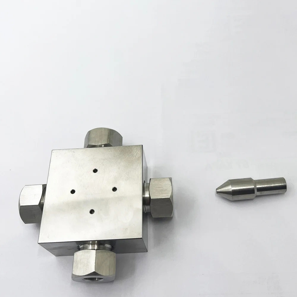 Waterjet Cutter Pump 3/8‘’ High Pressure Four-way Cross Assembly 75K - 87K 3/8 Stainless Steel Crossing 014168-1 1-13165-100-6