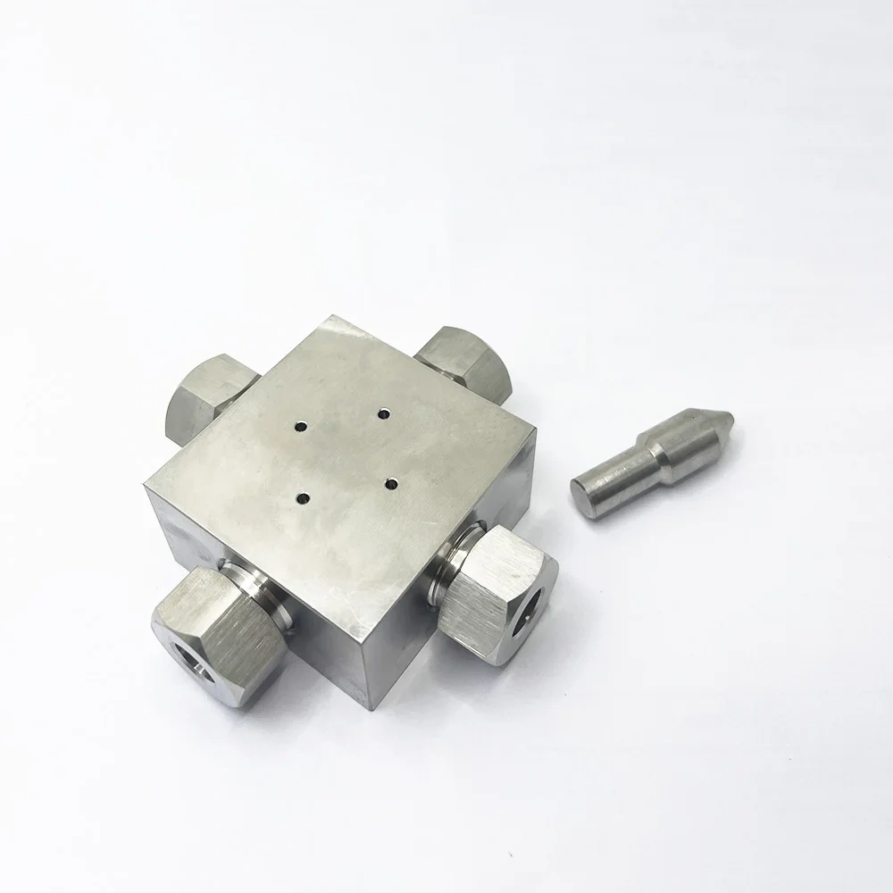 Waterjet Cutter Pump 3/8‘’ High Pressure Four-way Cross Assembly 75K - 87K 3/8 Stainless Steel Crossing 014168-1 1-13165-100-6