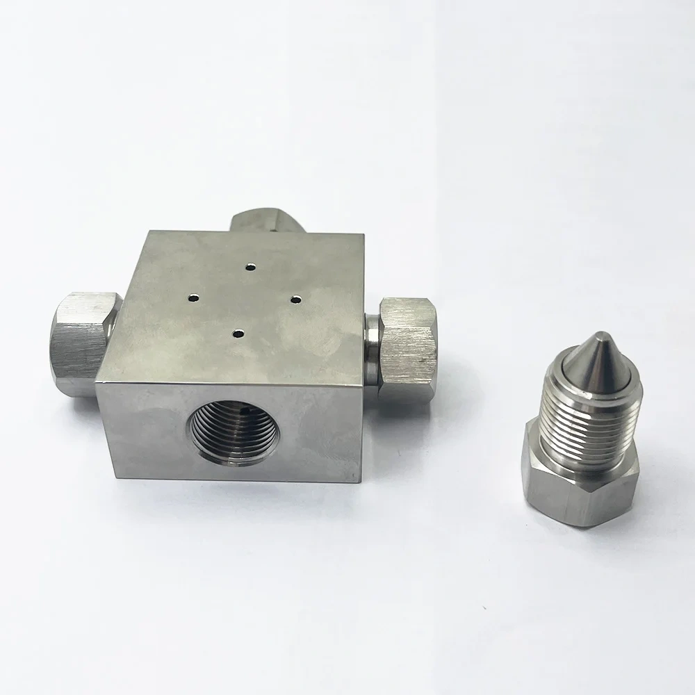 Waterjet Cutter Pump 3/8‘’ High Pressure Four-way Cross Assembly 75K - 87K 3/8 Stainless Steel Crossing 014168-1 1-13165-100-6