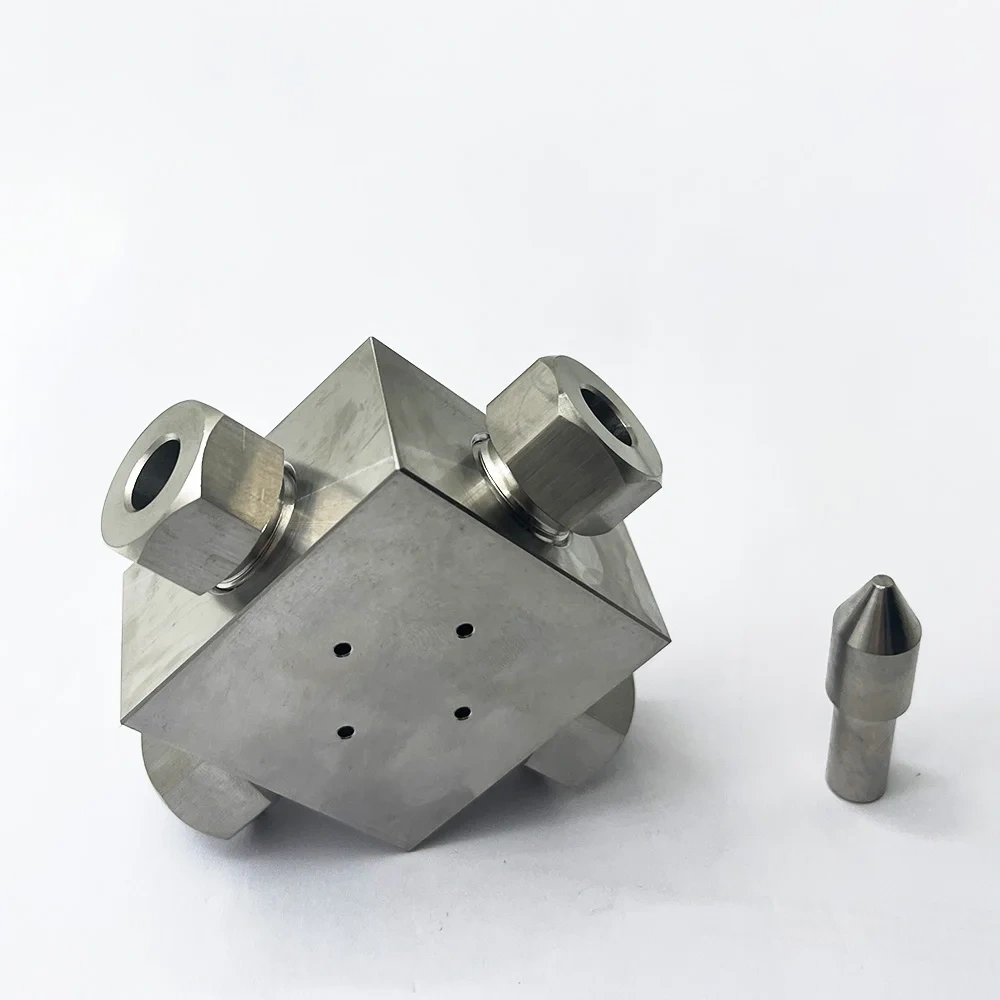 Waterjet Cutter Pump 3/8‘’ High Pressure Four-way Cross Assembly 75K - 87K 3/8 Stainless Steel Crossing 014168-1 1-13165-100-6