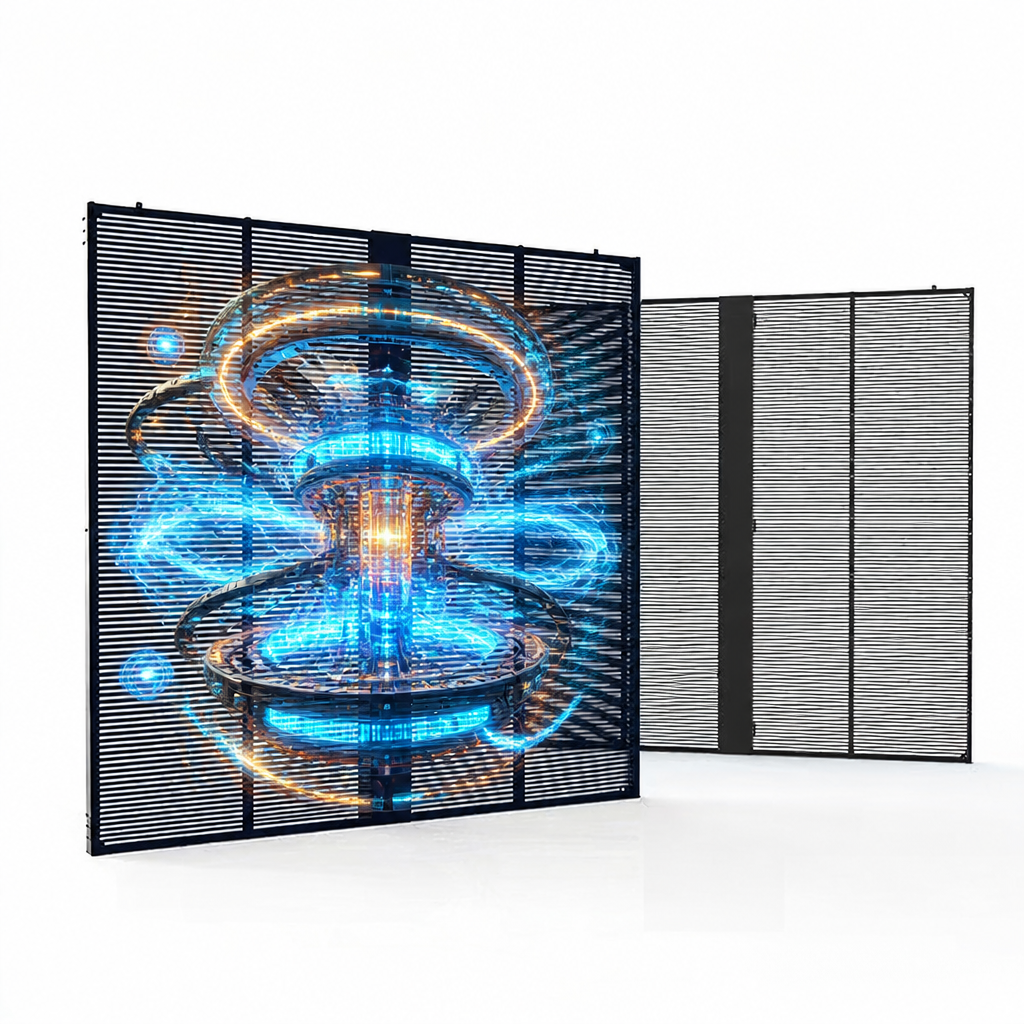 600cd indoor p3.91-7.81 transparent led display cabinet 1000x1000mm