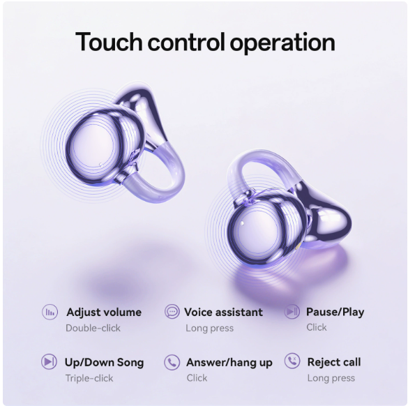 Clip-on Semi-in-Ear Bluetooth Headphones