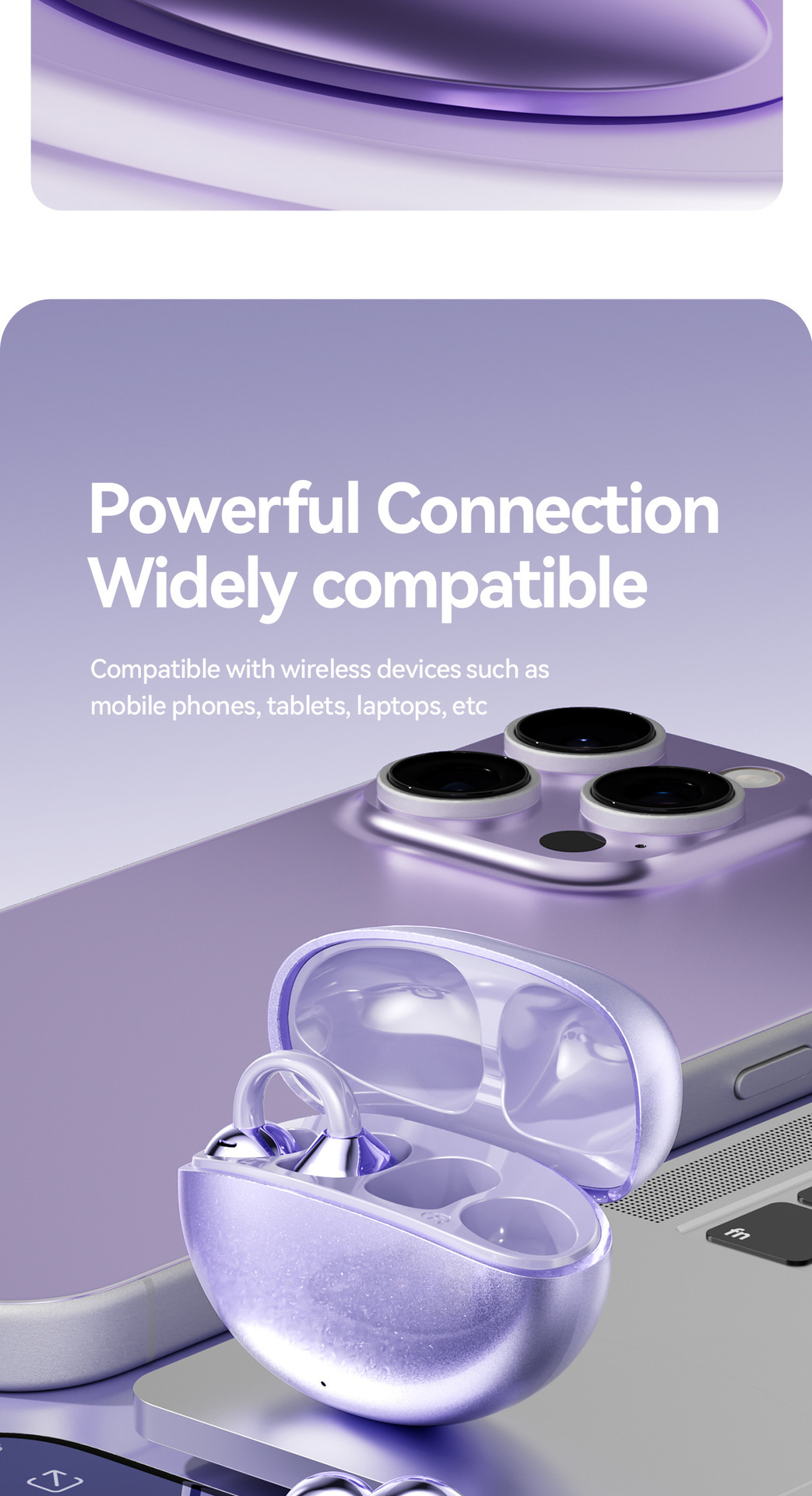GL8 wireless clip-on earbuds