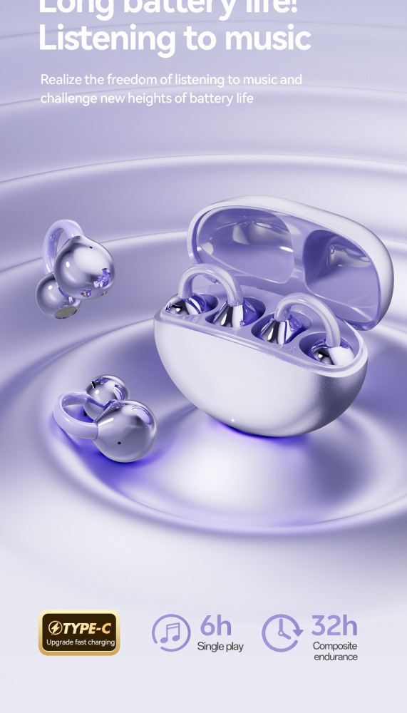 GL8 wireless clip-on earbuds