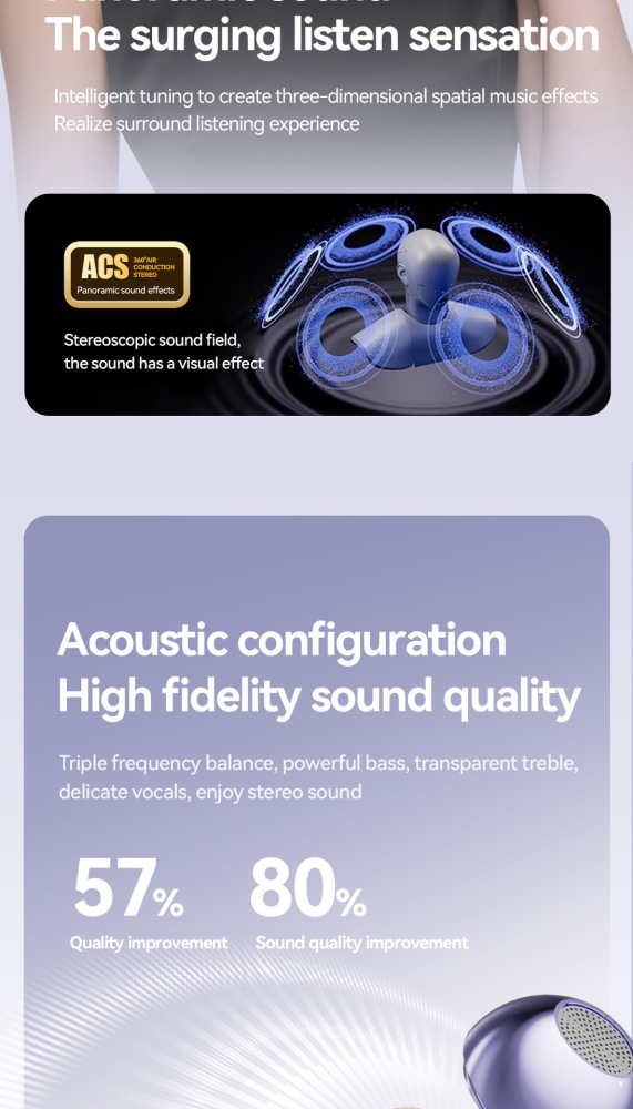 GL8 wireless clip-on earbuds