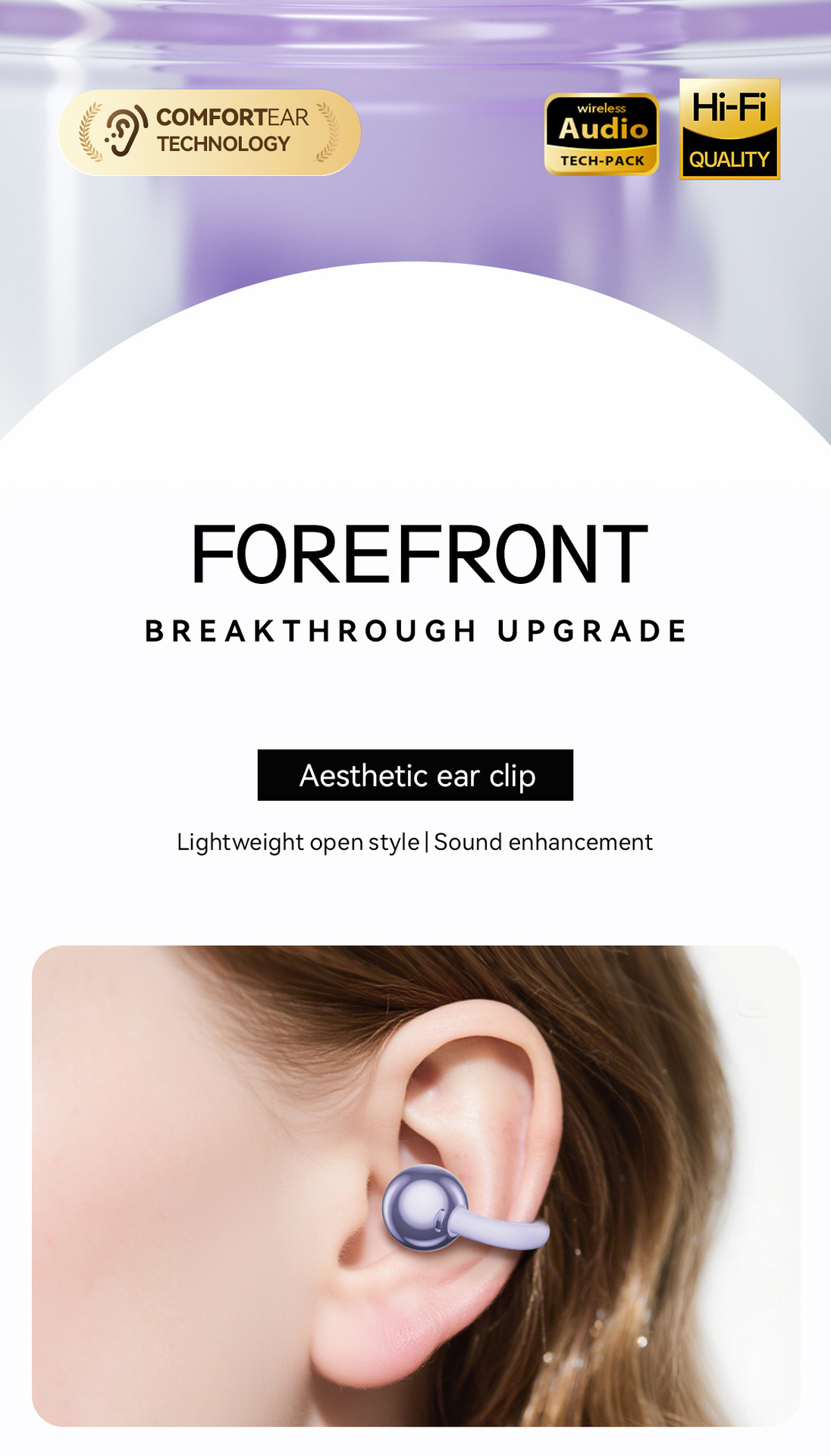 GL8 wireless clip-on earbuds