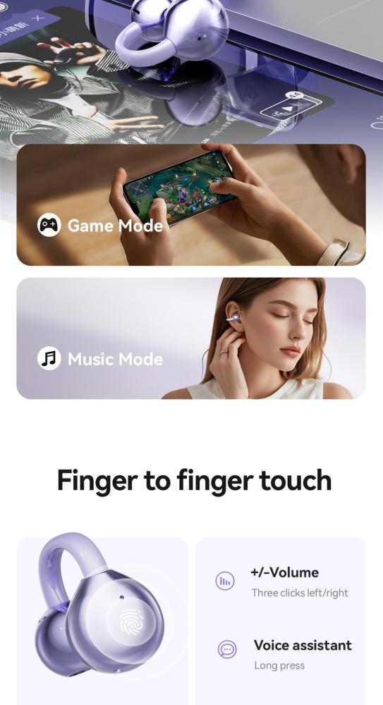 GL8 wireless clip-on earbuds