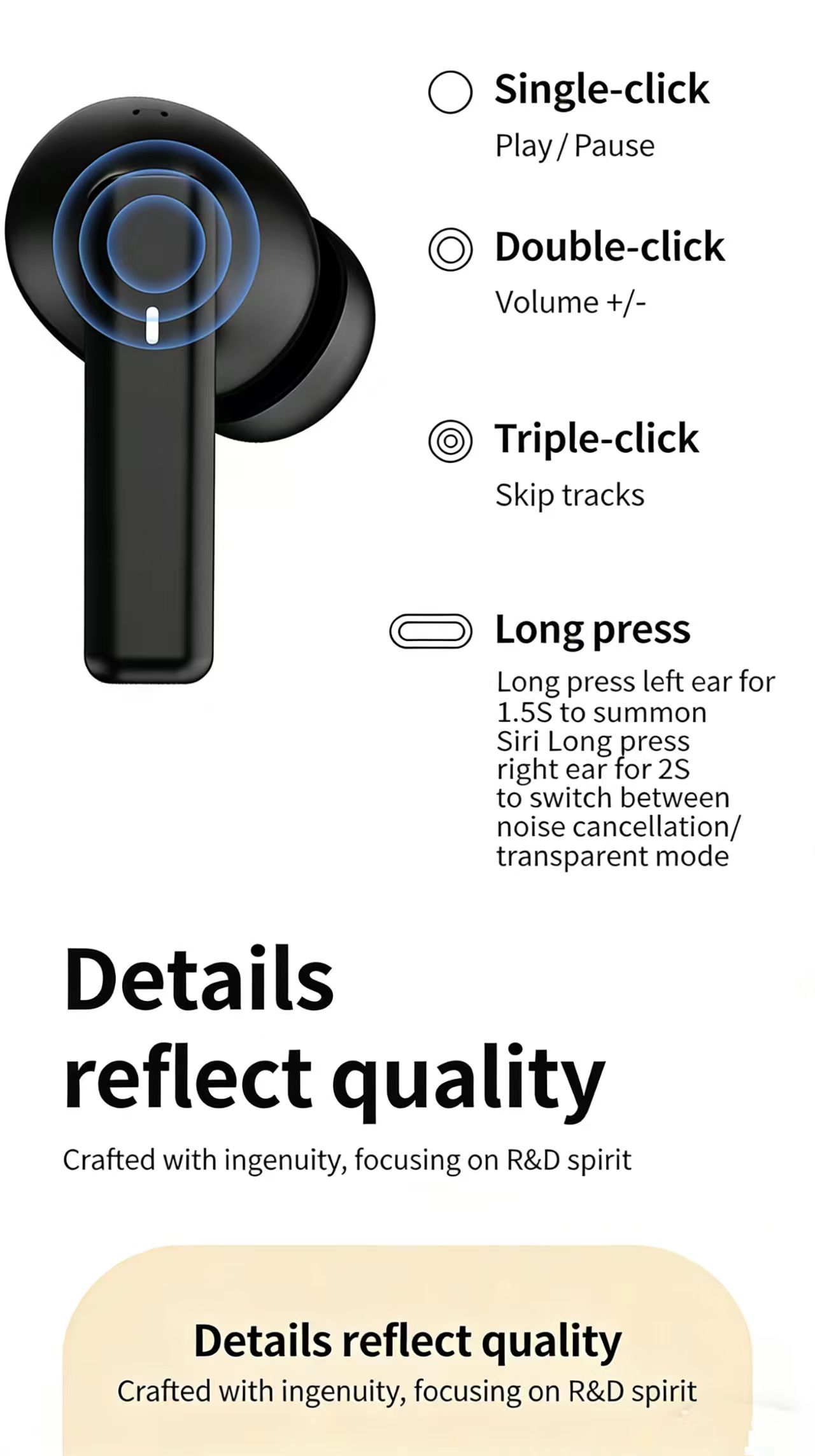 GADES M18 Bluetooth Earbuds with Digital Display