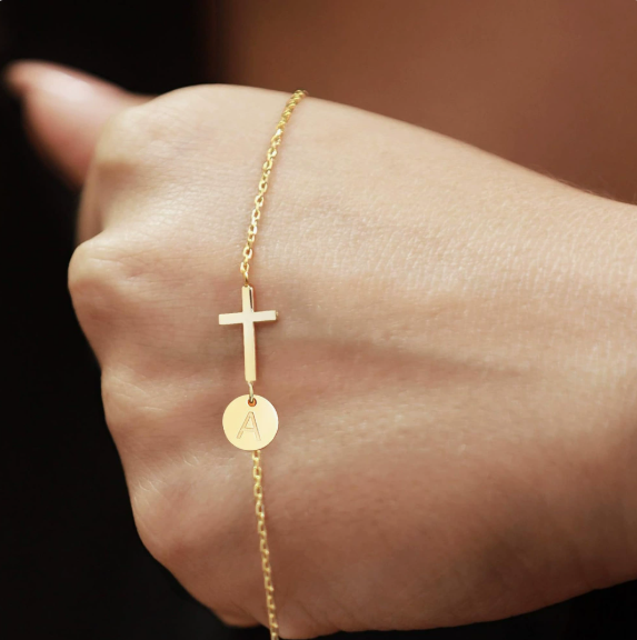 Minimalist cross charm bracelet