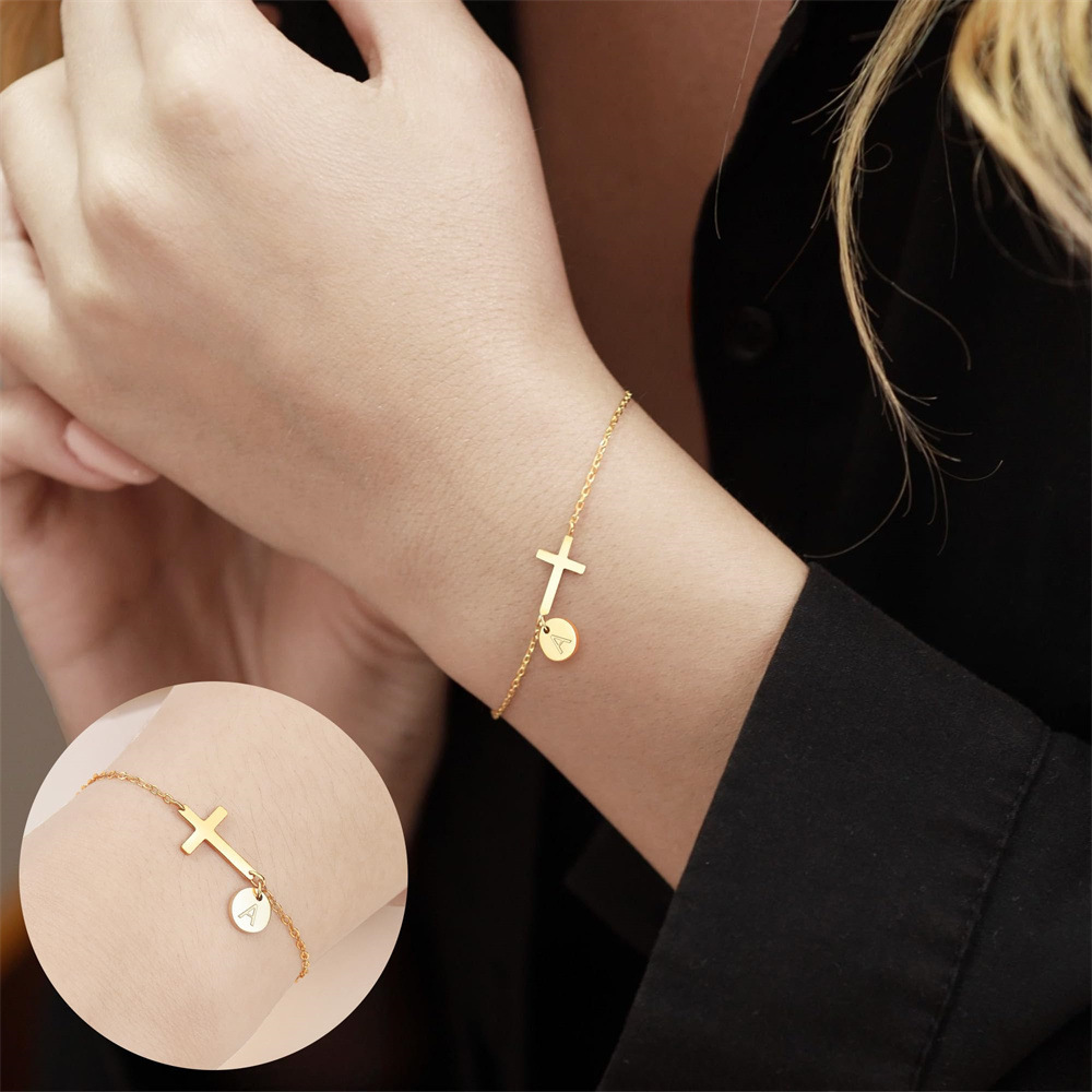 Minimalist cross charm bracelet