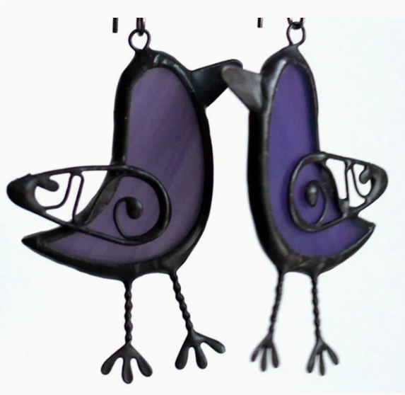 Green Bird Drop Earrings