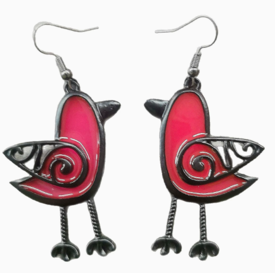 Green Bird Drop Earrings