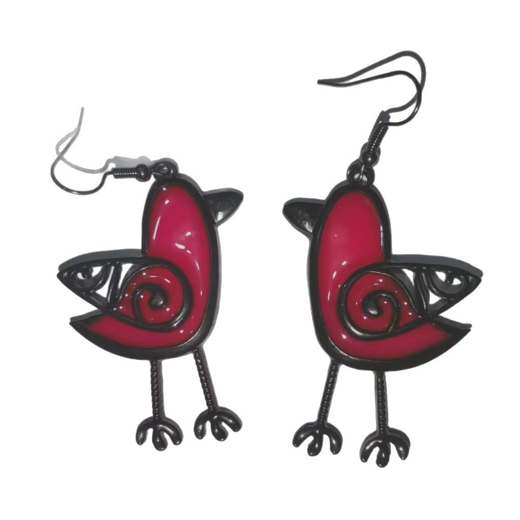 Green Bird Drop Earrings