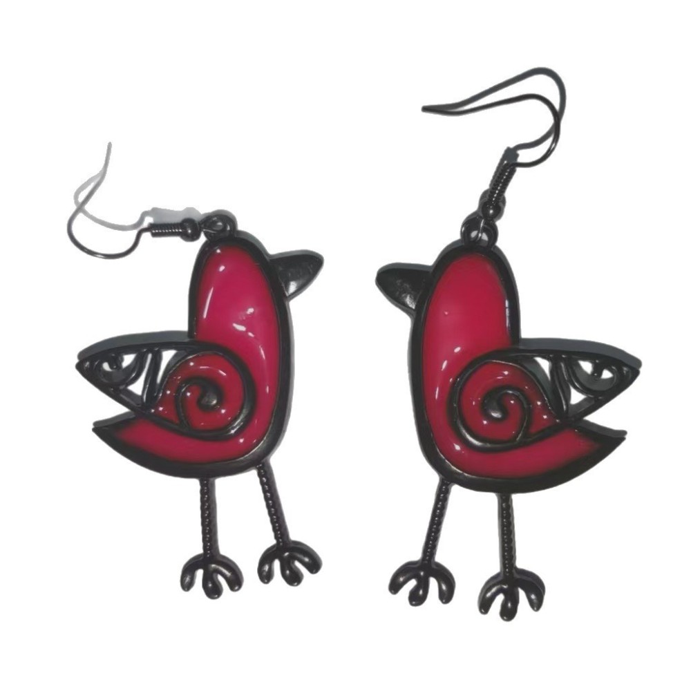 Green Bird Drop Earrings