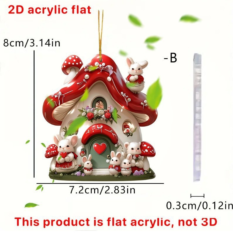 Easter Bunny Mushroom Pendant for Car & Backpack