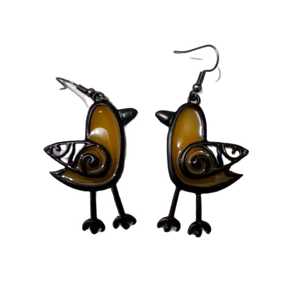 Green Bird Drop Earrings