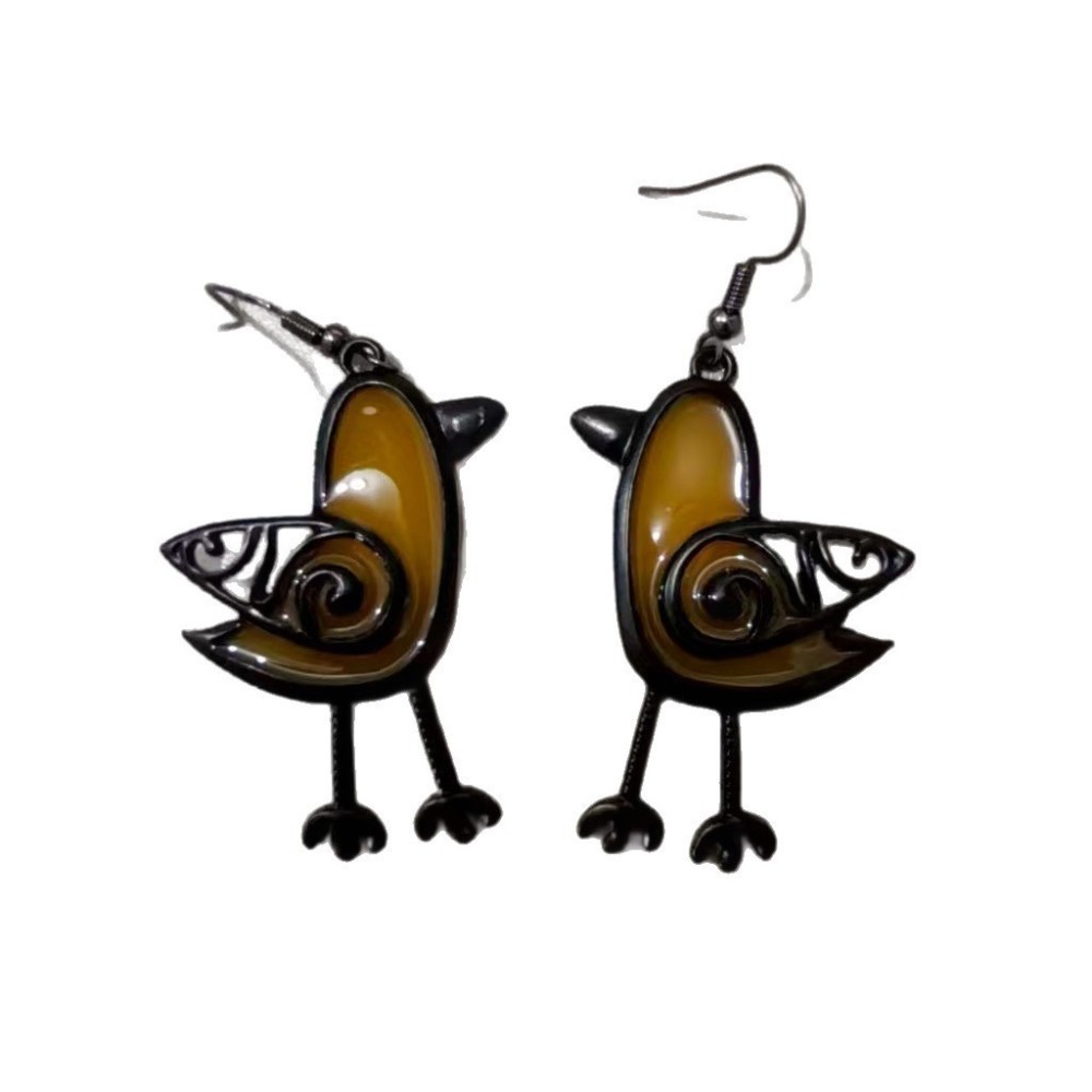 Green Bird Drop Earrings