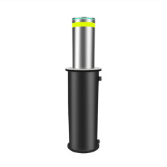 Stainless steel semi-automatic rising bollard with internal gas strut for effortless manual vehicle access control