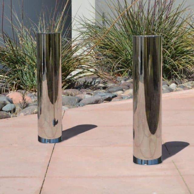 Polished mirror finish stainless steel bollard sleeve for architectural security
