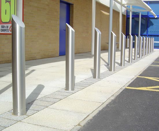 Modern Slant Top Stainless Steel Bollard