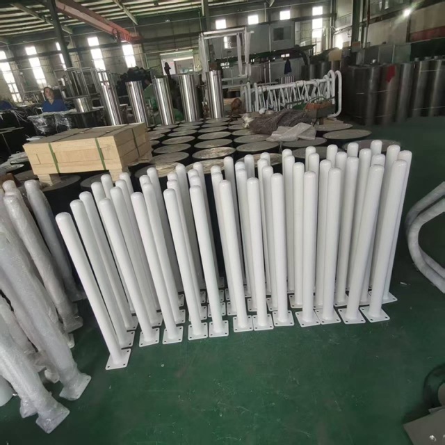 Slim White Surface Mount Steel Bollard with Square Base