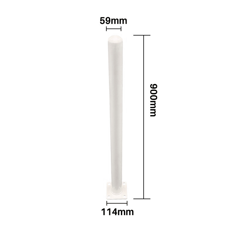 Slim White Surface Mount Steel Bollard with Square Base