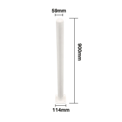 Slim White Surface Mount Steel Bollard with Square Base