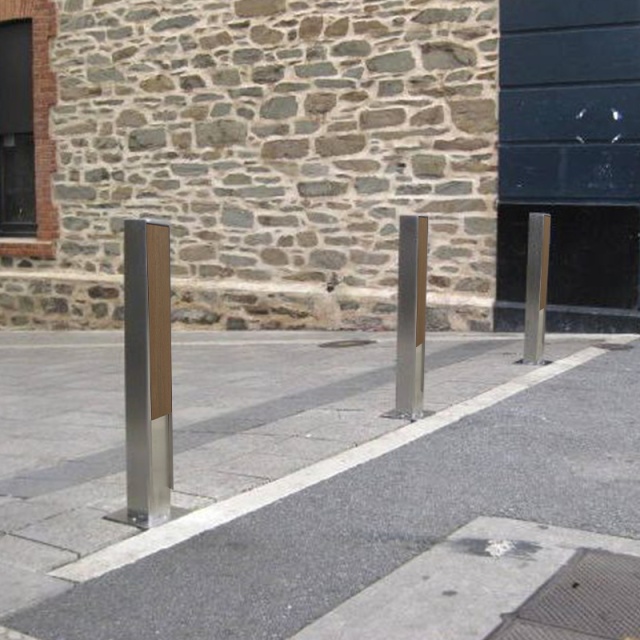 Decorative Static Bollard With Wood Plate