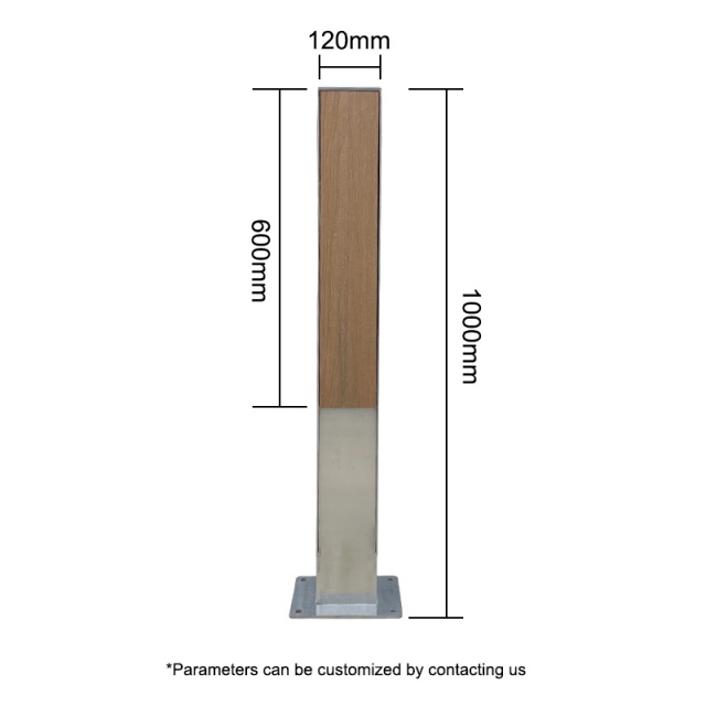 Square Bollard With WPC Wood Plate