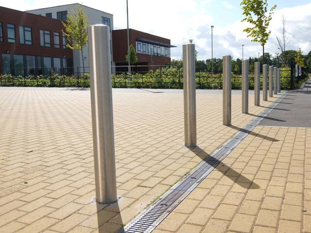 Modern Silver Stainless Steel Fixed Bollard