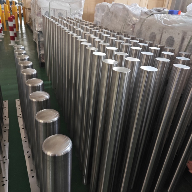 Modern Silver Stainless Steel Fixed Bollard