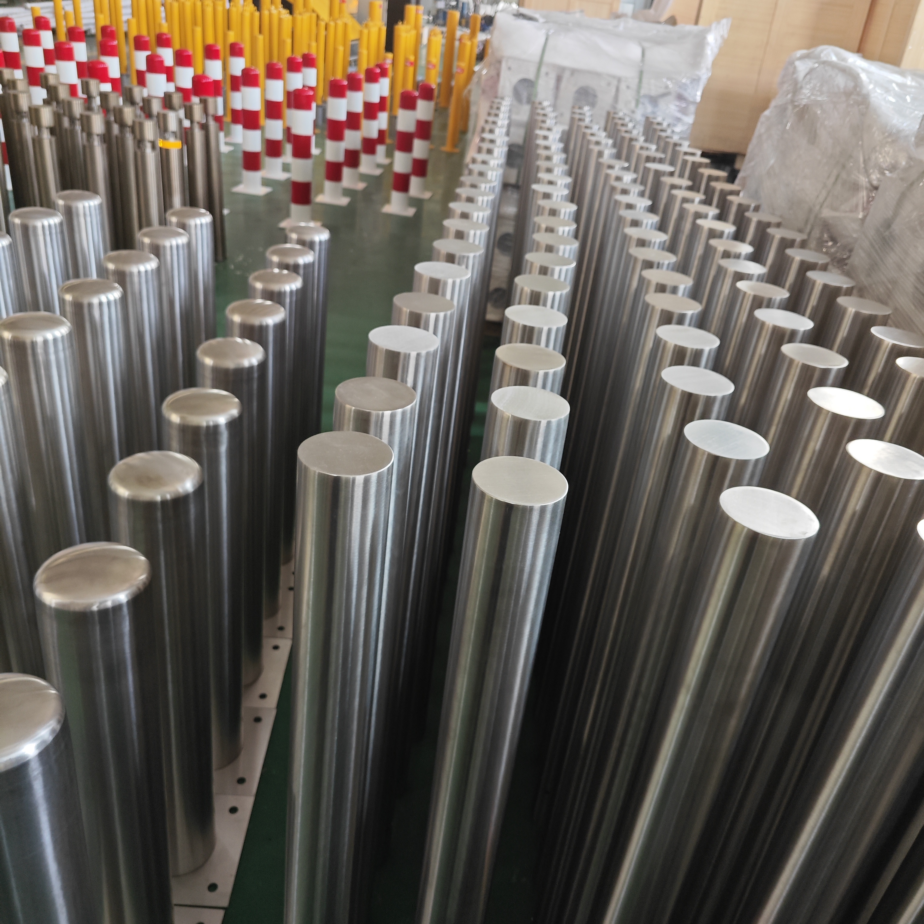 Modern Silver Stainless Steel Fixed Bollard
