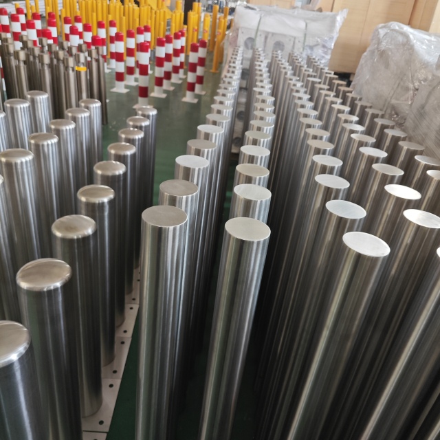 Modern Silver Stainless Steel Fixed Bollard